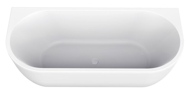 Wiesbaden Zenn Half vrijstaand bad 180x80cm wit met waste wit Acryl - 21.3671