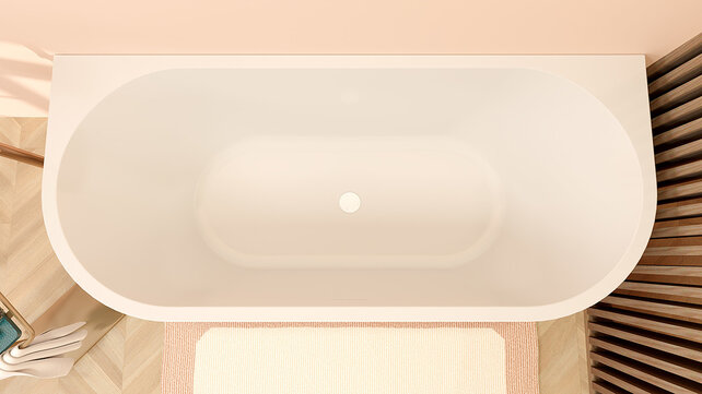 Wiesbaden Zenn Half vrijstaand bad 180x80cm wit met waste wit Acryl - 21.3671