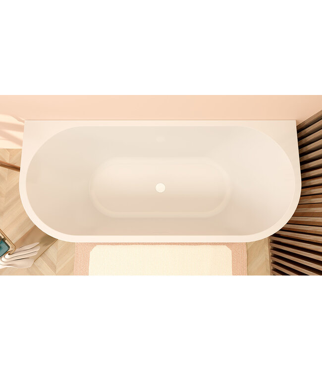 Wiesbaden Wiesbaden Zenn Half vrijstaand bad 180x80cm Mat Wit met waste wit Acryl - 21.3672