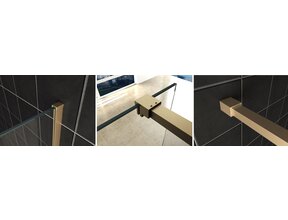 Wiesbaden Inloopdouche profielset Slim Geborsteld Messing - Muurprofiel + Stabilisatiestang - 20.3484