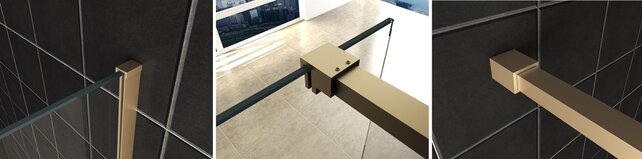 Wiesbaden Inloopdouche profielset Slim Geborsteld Messing - Muurprofiel + Stabilisatiestang - 20.3484