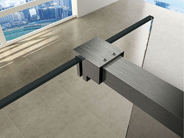 Wiesbaden Inloopdouche profielset Slim Geborsteld Staal - Muurprofiel + Stabilisatiestang - 20.3466