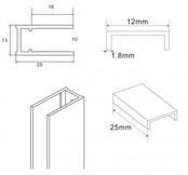 Wiesbaden Inloopdouche profielset Slim Mat Zwart - Muurprofiel + Stabilisatiestang - 20.3467