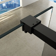 Wiesbaden Inloopdouche profielset Slim Mat Zwart - Muurprofiel + Stabilisatiestang - 20.3467