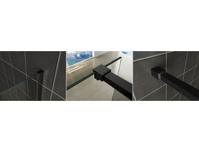 Wiesbaden Inloopdouche profielset Slim Mat Zwart - Muurprofiel + Stabilisatiestang - 20.3467