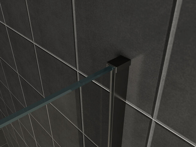 Wiesbaden Inloopdouche profielset Slim Mat Zwart - Muurprofiel + Stabilisatiestang - 20.3467