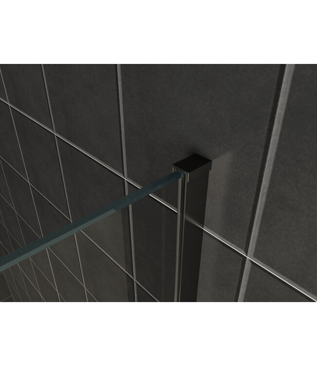Wiesbaden Inloopdouche profielset Slim Mat Zwart - Muurprofiel + Stabilisatiestang - 20.3467