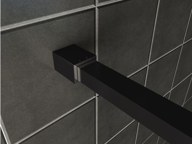 Wiesbaden Inloopdouche profielset Slim Mat Zwart - Muurprofiel + Stabilisatiestang - 20.3467