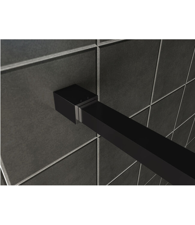 Wiesbaden Inloopdouche profielset Slim Mat Zwart - Muurprofiel + Stabilisatiestang - 20.3467