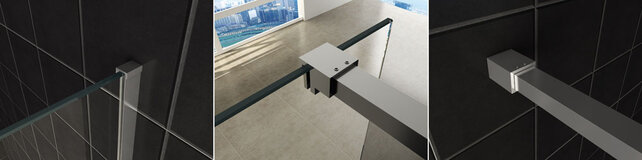 Wiesbaden Inloopdouche profielset Slim Chroom - Muurprofiel + Stabilisatiestang - 20.3465