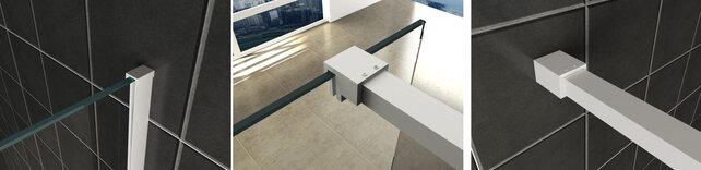 Wiesbaden Inloopdouche profielset Slim Mat Wit - Muurprofiel + Stabilisatiestang - 20.3485