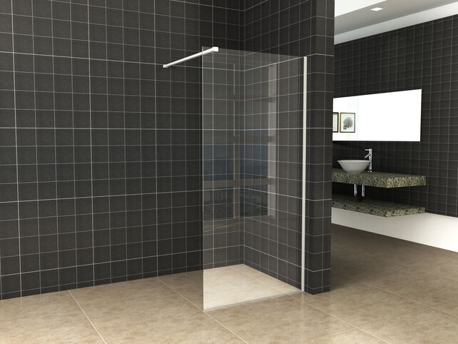 Wiesbaden Inloopdouche profielset Slim Mat Wit - Muurprofiel + Stabilisatiestang - 20.3485