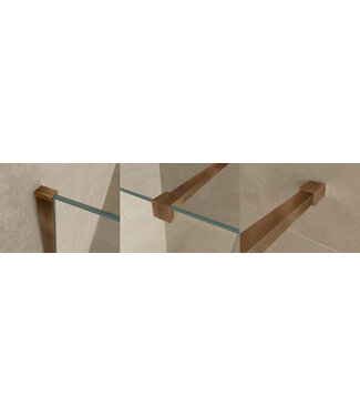 Wiesbaden Wiesbaden Inloopdouche profielset Slim Geborsteld Brons koper - Muurprofiel + Stabilisatiestang - 20.3414