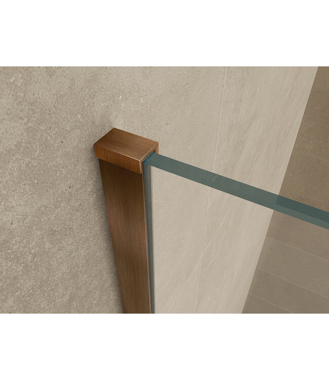 Wiesbaden Wiesbaden Inloopdouche profielset Slim Geborsteld Brons koper - Muurprofiel + Stabilisatiestang - 20.3414