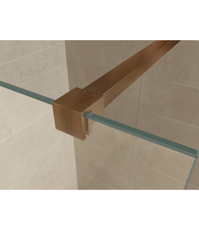 Wiesbaden Inloopdouche profielset Slim Geborsteld Brons koper - Muurprofiel + Stabilisatiestang - 20.3414