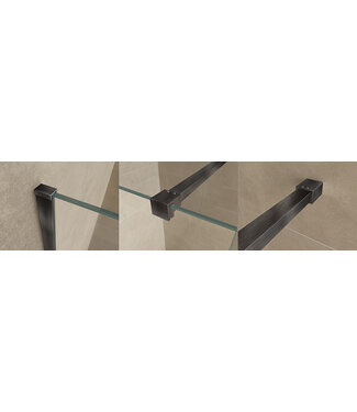 Wiesbaden Wiesbaden Inloopdouche profielset Slim Gunmetal - Muurprofiel + Stabilisatiestang - 20.3413