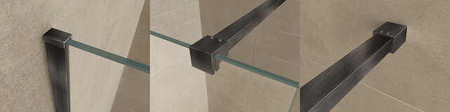 Wiesbaden Inloopdouche profielset Slim Gunmetal - Muurprofiel + Stabilisatiestang - 20.3413