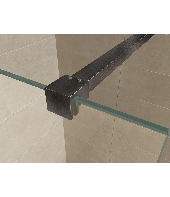 Wiesbaden Inloopdouche profielset Slim Gunmetal - Muurprofiel + Stabilisatiestang - 20.3413