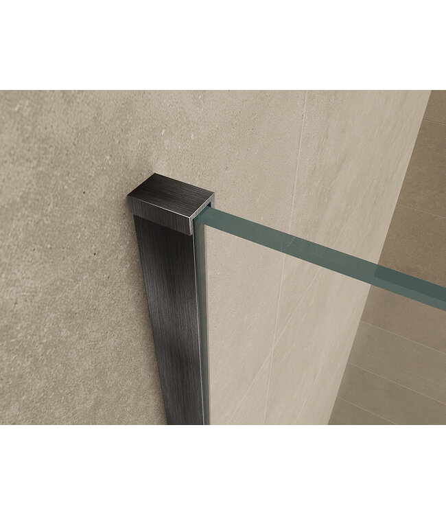 Wiesbaden Inloopdouche profielset Slim Gunmetal - Muurprofiel + Stabilisatiestang - 20.3413