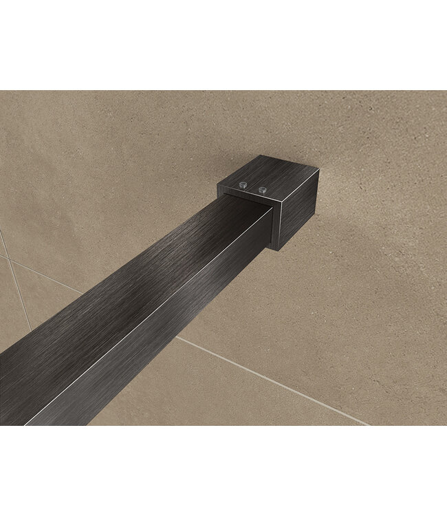 Wiesbaden Inloopdouche profielset Slim Gunmetal - Muurprofiel + Stabilisatiestang - 20.3413