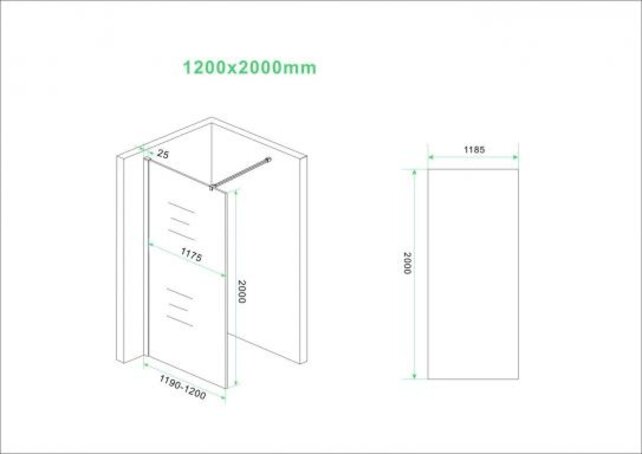 Wiesbaden Slim Inloopdouche Douchewand Vintage Brons Glas 120cm 8mm anti-kalk - 20.3507