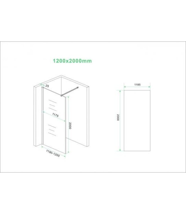 Wiesbaden Slim Inloopdouche Douchewand Vintage Brons Glas 120cm 8mm anti-kalk - 20.3507