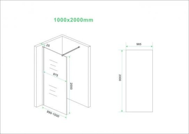 Wiesbaden Slim Inloopdouche Douchewand Vintage Brons Glas 100cm 8mm anti-kalk - 20.3506