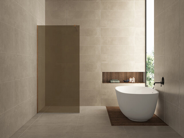 Wiesbaden Slim Inloopdouche Douchewand Vintage Brons Glas 90cm 8mm anti-kalk - 20.3505 Wiesbaden Slim Inloopdouche Douchewand Vintage Brons Glas 90cm 8mm anti-kalk - 20.3505