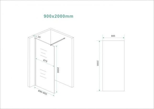 Wiesbaden Slim Inloopdouche Douchewand Vintage Brons Glas 90cm 8mm anti-kalk - 20.3505 Wiesbaden Slim Inloopdouche Douchewand Vintage Brons Glas 90cm 8mm anti-kalk - 20.3505