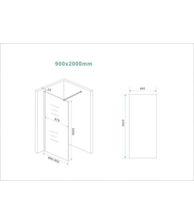 Wiesbaden Slim Inloopdouche Douchewand Vintage Brons Glas 90cm 8mm anti-kalk - 20.3505