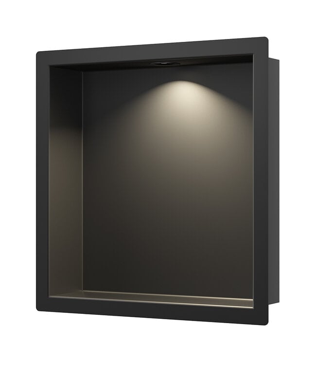 Inbouw badkamer nis Demis met verlichting 30x30x7cm Mat Zwart - 33.2167