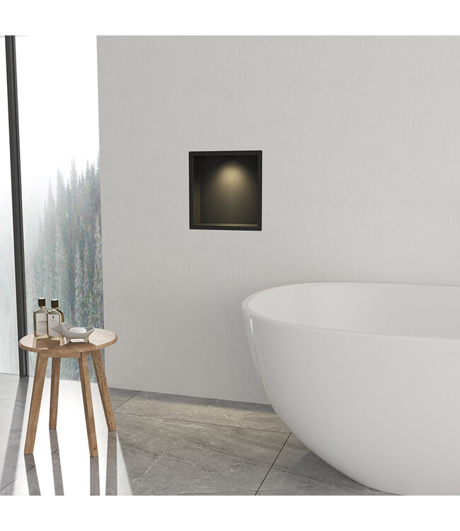 Inbouw badkamer nis Demis met verlichting 30x30x7cm Mat Zwart - 33.2167