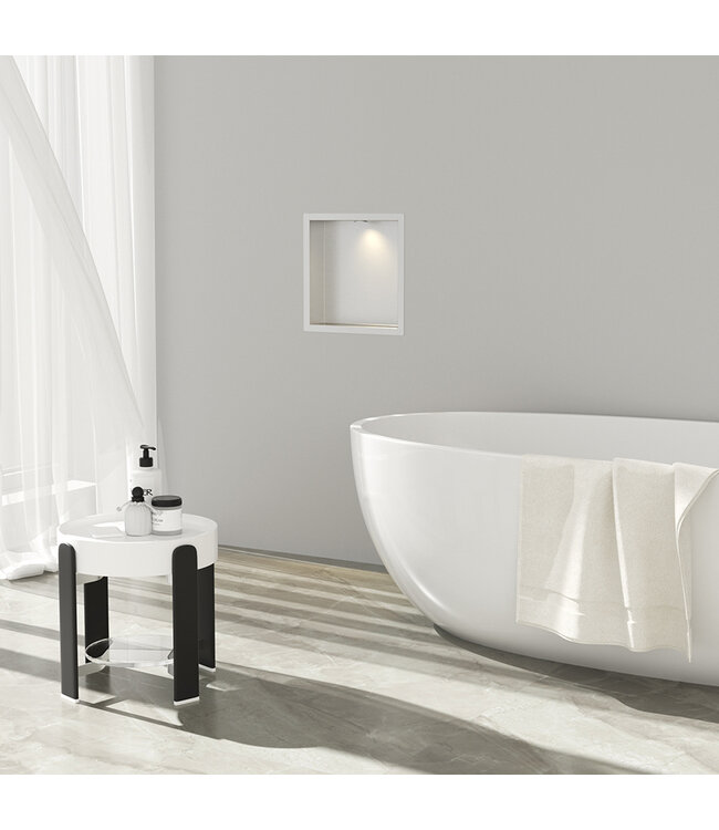 Inbouw badkamer nis Demis met verlichting 30x30x7cm RVS - 33.2168