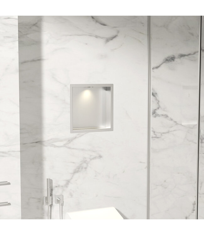 Inbouw badkamer nis Demis met verlichting 30x30x7cm RVS - 33.2168