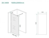 Wiesbaden Inloopdouche Douchewand Slim Rookglas 160cm - 8mm veiligheidsglas met antikalk - 20.3469
