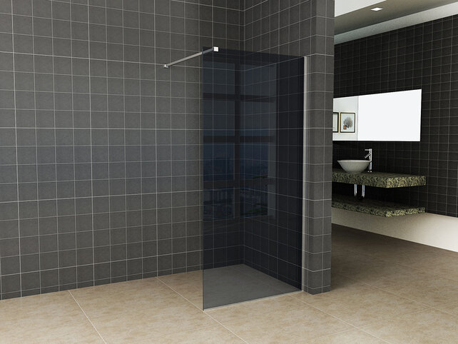 Wiesbaden Inloopdouche Douchewand Slim Rookglas 100cm - 8mm veiligheidsglas met antikalk - 20.3481