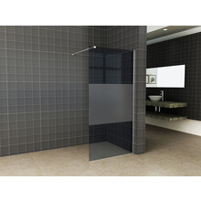 Wiesbaden Inloopdouche Douchewand Slim Rookglas met melkglas 90cm - 8mm veiligheidsglas met antikalk - 20.3511