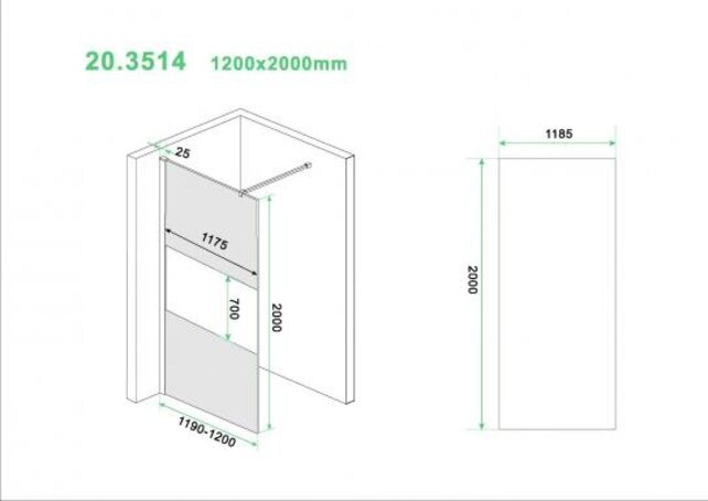Wiesbaden Inloopdouche Douchewand Slim Rookglas met melkglas 120cm - 8mm veiligheidsglas met antikalk - 20.3514 Wiesbaden Inloopdouche Douchewand Slim Rookglas met melkglas 120cm - 8mm veiligheidsglas met antikalk - 20.3514