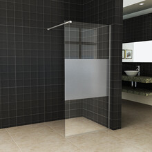 Wiesbaden Inloopdouche Douchewand Slim Helder glas met melkglas 120cm - 8mm veiligheidsglas met antikalk - 20.3478