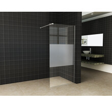 Wiesbaden Inloopdouche Douchewand Slim Helder glas met melkglas 110cm - 8mm veiligheidsglas met antikalk - 20.3477