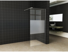 Wiesbaden Inloopdouche Douchewand Slim Helder glas met melkglas 110cm - 8mm veiligheidsglas met antikalk - 20.3477