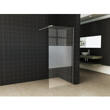 Wiesbaden Inloopdouche Douchewand Slim Helder glas met melkglas 100cm - 8mm veiligheidsglas met antikalk - 20.3476