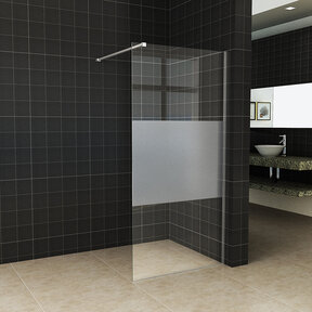 Wiesbaden Inloopdouche Douchewand Slim Helder glas met melkglas 90cm - 8mm veiligheidsglas met antikalk - 20.3475