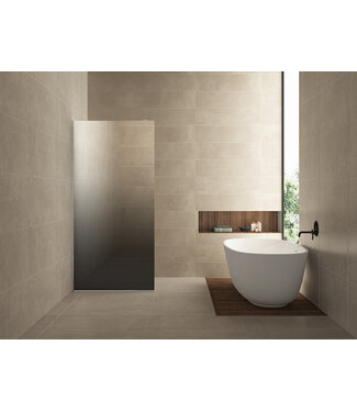 Wiesbaden Inloopdouche Douchewand Slim spiegelrook naar helder glas 90cm - 8mm veiligheidsglas met antikalk - 20.3590