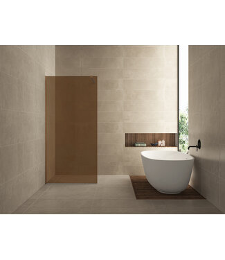 Wiesbaden Inloopdouche Douchewand Slim warm koper glas 120cm - 8mm veiligheidsglas met antikalk -  20.3518