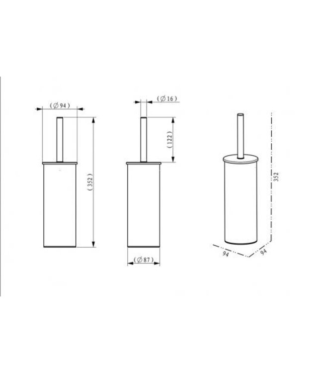 Wc borstel met houder Wiesbaden Alonzo Geborsteld Messing Vrijstaand - 28.7053