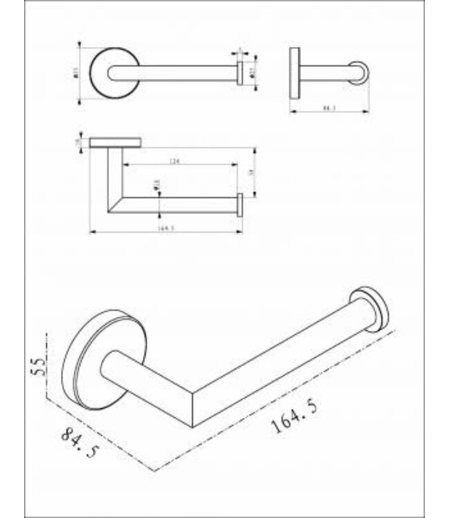 Wc rolhouder Wiesbaden Alonzo Geborsteld brons koper - 28.9005