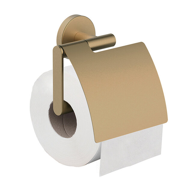 Wc rolhouder met klep Wiesbaden Alonzo Geborsteld messing - 28.8033 Wc rolhouder met klep Wiesbaden Alonzo Geborsteld messing - 28.8033