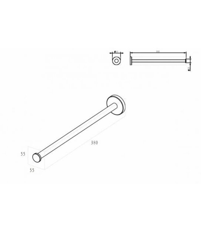 Handdoekenrek 1-armig Wiesbaden Alonzo Mat Zwart - 28.8081