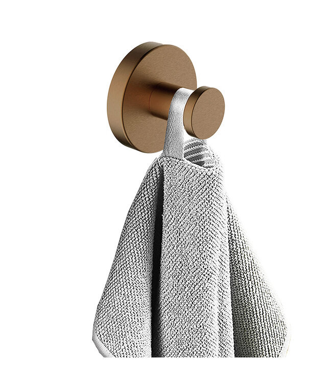 Handdoekhaak Wiesbaden Alonzo Geborsteld Brons Koper met rozet - 28.8015